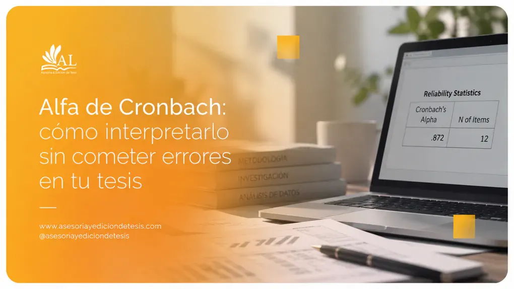 Resultados del Alfa de Cronbach en la pantalla de una laptop para interpretar la confiabilidad