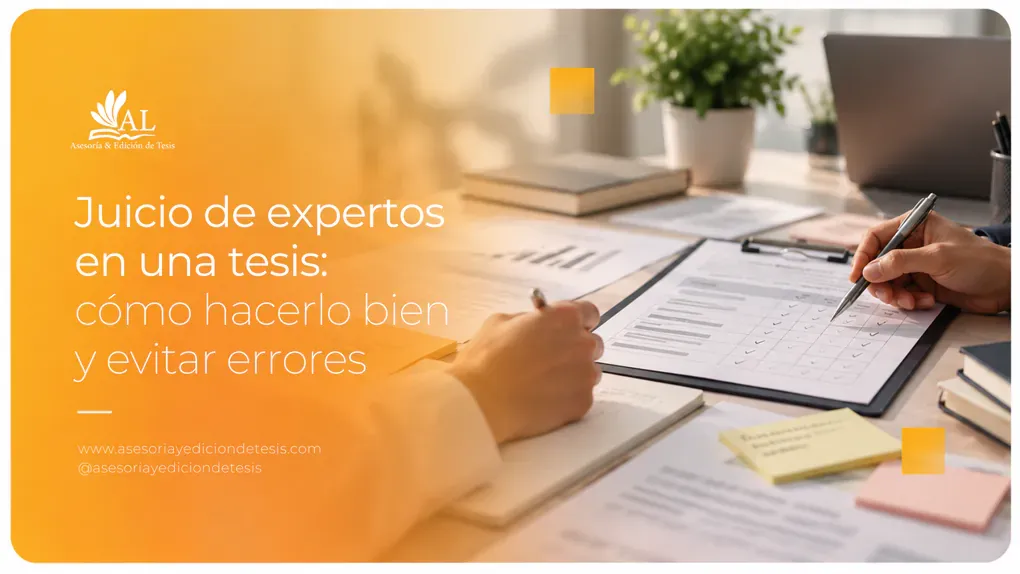 Persona evaluando un instrumento con bolígrafo durante el juicio de expertos de una tesis