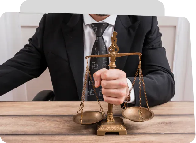Abogado con una balanza de la justicia ilustra tesis de ciencias del derecho